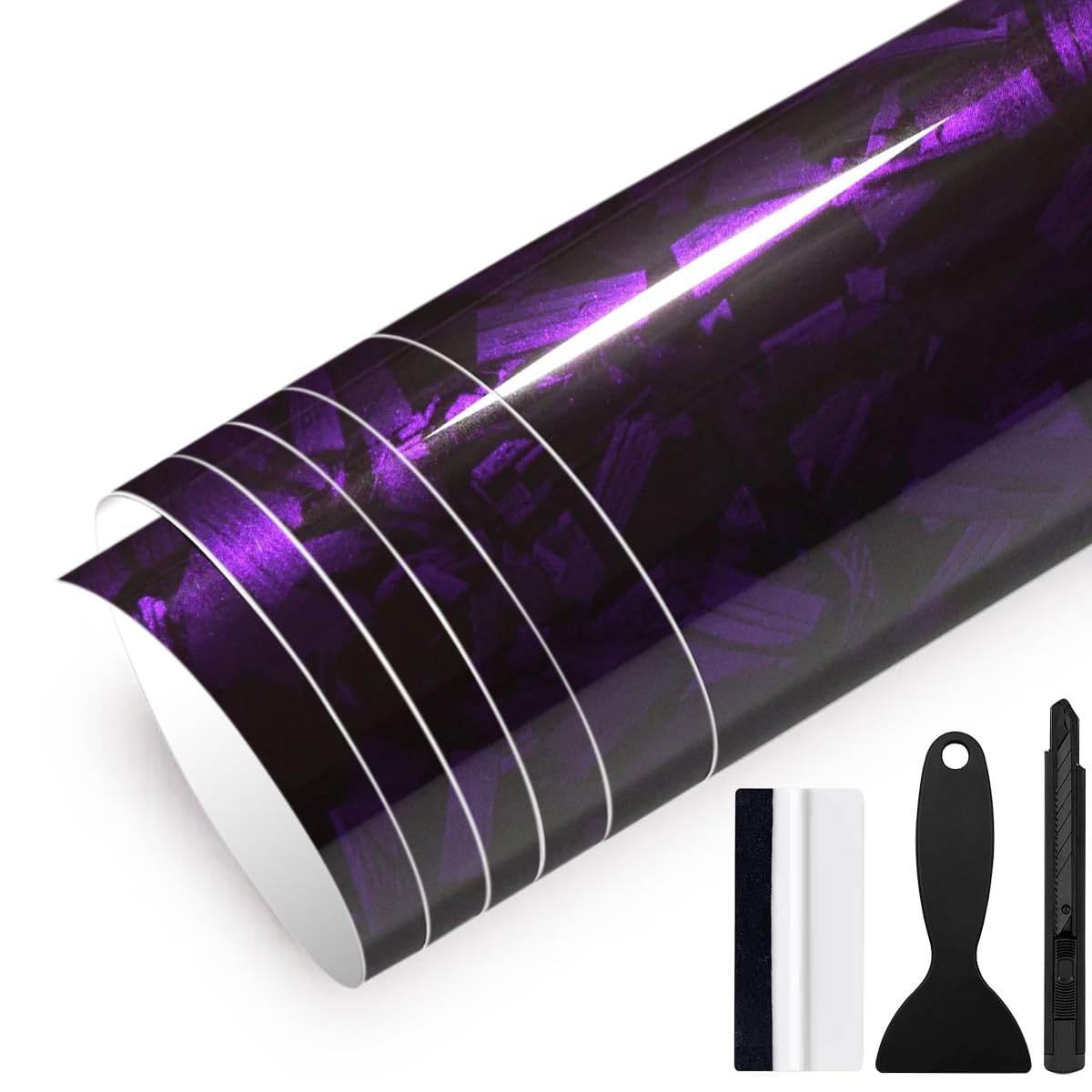 150cm x 30cm Covering Forgé Carbone de Voiture Film Autocollant Adhésif Film Carbone de Protection pour Voiture Intérieure/Extérieure, Moto, Vélo (Rouge Brillant, 30cm x 150cm)