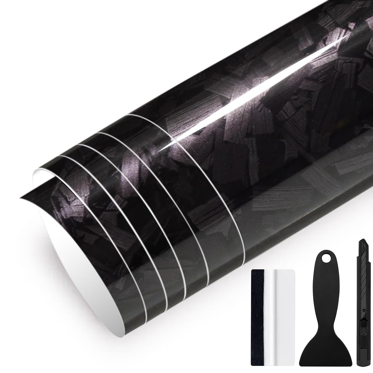 150cm x 30cm Covering Forgé Carbone de Voiture Film Autocollant Adhésif Film Carbone de Protection pour Voiture Intérieure/Extérieure, Moto, Vélo (Rouge Brillant, 30cm x 150cm)