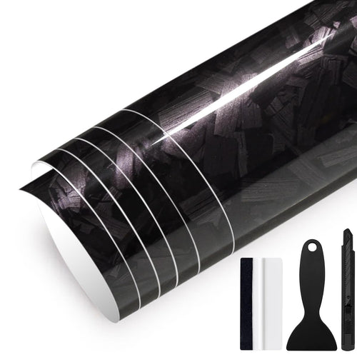 150cm x 30cm Covering Forgé Carbone de Voiture Film Autocollant Adhésif Film Carbone de Protection pour Voiture Intérieure/Extérieure, Moto, Vélo (Rouge Brillant, 30cm x 150cm)