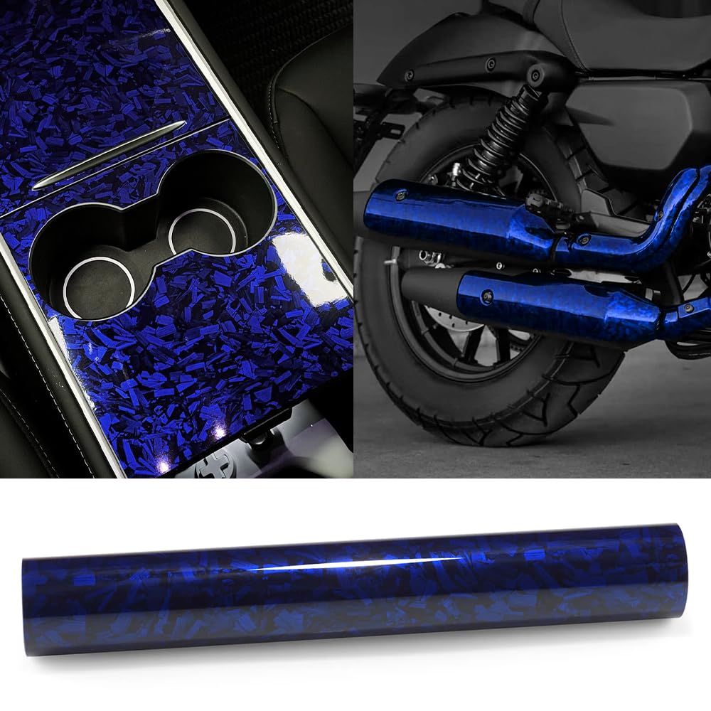 150cm x 30cm Covering Forgé Carbone de Voiture Film Autocollant Adhésif Film Carbone de Protection pour Voiture Intérieure/Extérieure, Moto, Vélo (Rouge Brillant, 30cm x 150cm)