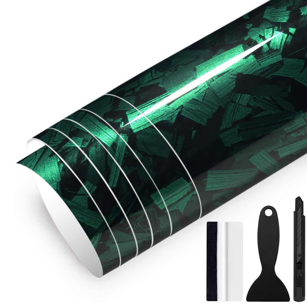 150cm x 30cm Covering Forgé Carbone de Voiture Film Autocollant Adhésif Film Carbone de Protection pour Voiture Intérieure/Extérieure, Moto, Vélo (Rouge Brillant, 30cm x 150cm)