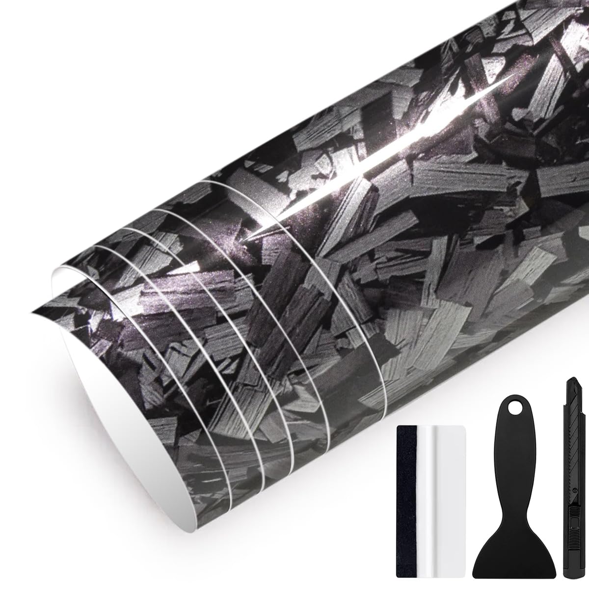 150cm x 30cm Covering Forgé Carbone de Voiture Film Autocollant Adhésif Film Carbone de Protection pour Voiture Intérieure/Extérieure, Moto, Vélo (Rouge Brillant, 30cm x 150cm)