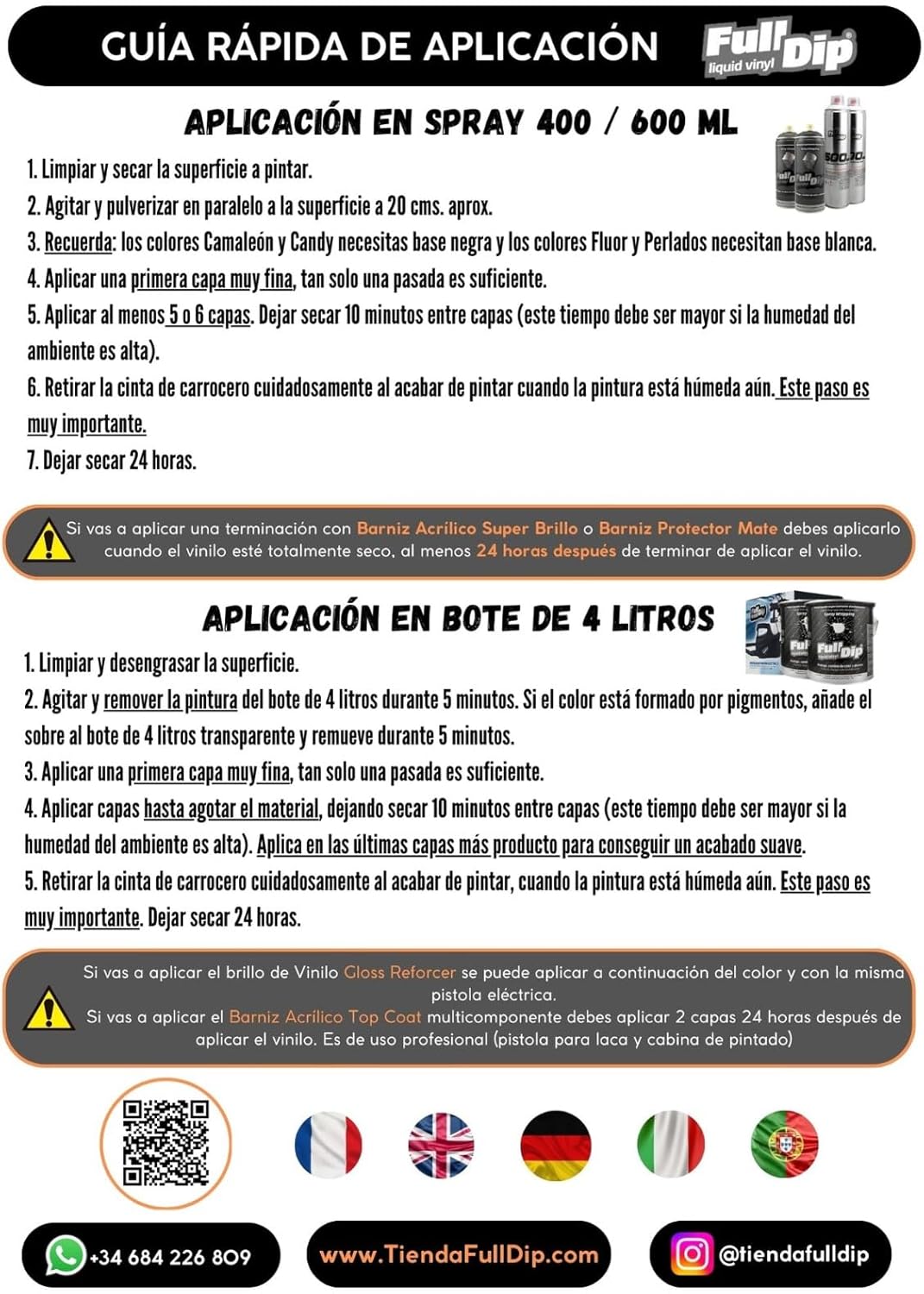 FULL DIP Peinture amovible bidon 4L Blanc Mat Vinyle Liquide