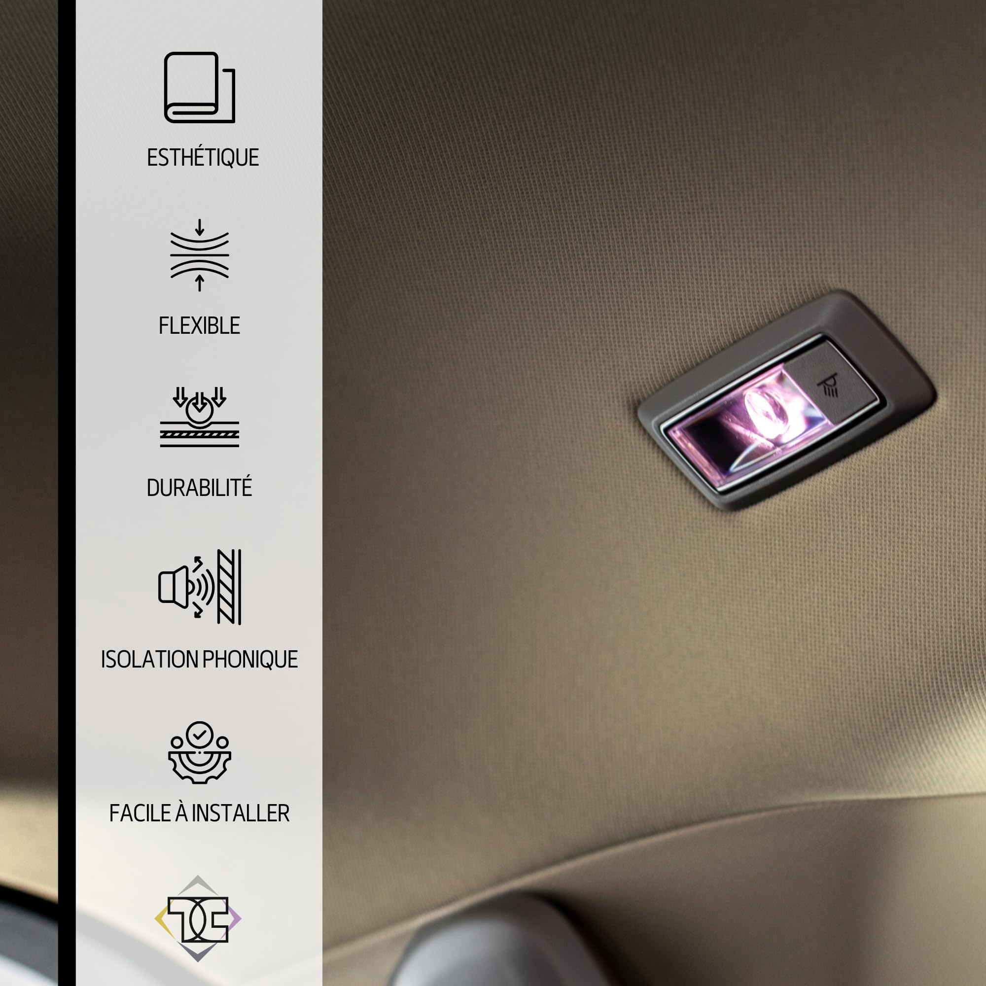 Ciel de toit de voiture, Gris clair, 300 cm x 180 cm