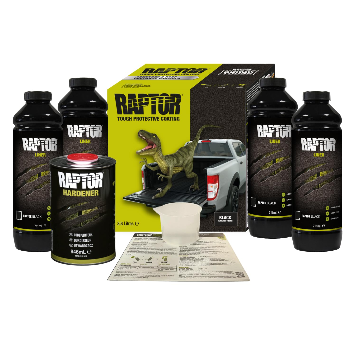 Raptor Coating Kits 4 Bottles (Black, 4 Bottle Kits)