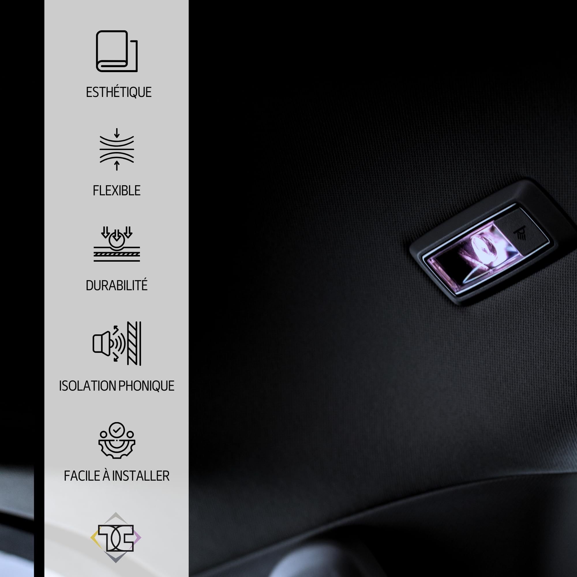 Ciel de toit de voiture, Gris clair, 300 cm x 180 cm