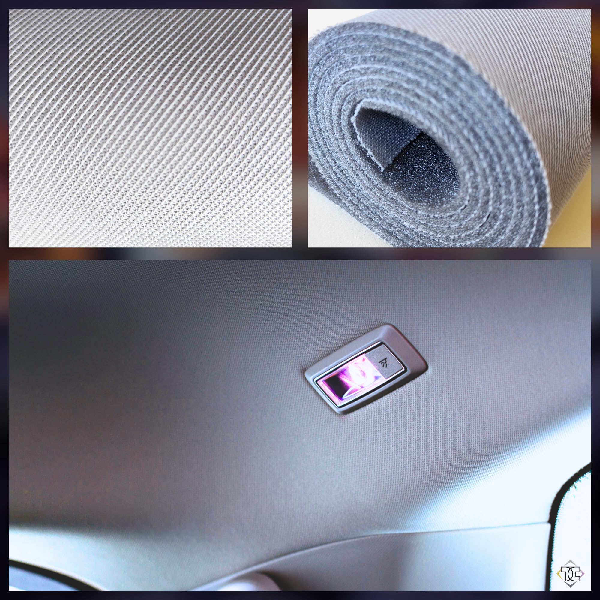 Ciel de toit de voiture, Gris clair, 300 cm x 180 cm