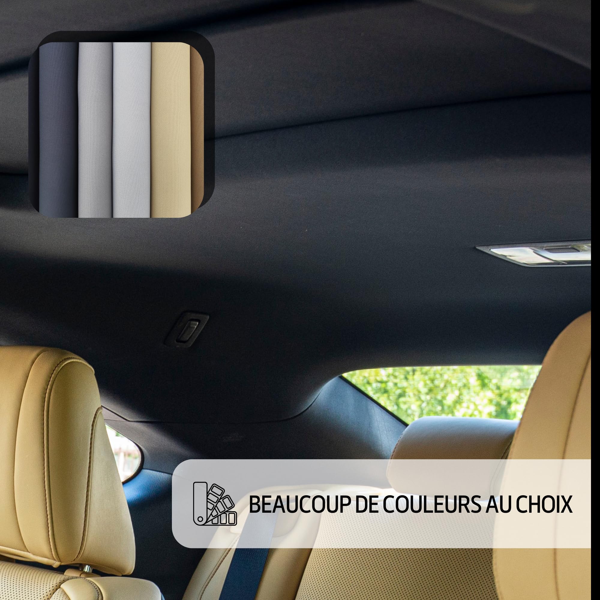 Ciel de toit de voiture, Gris clair, 300 cm x 180 cm