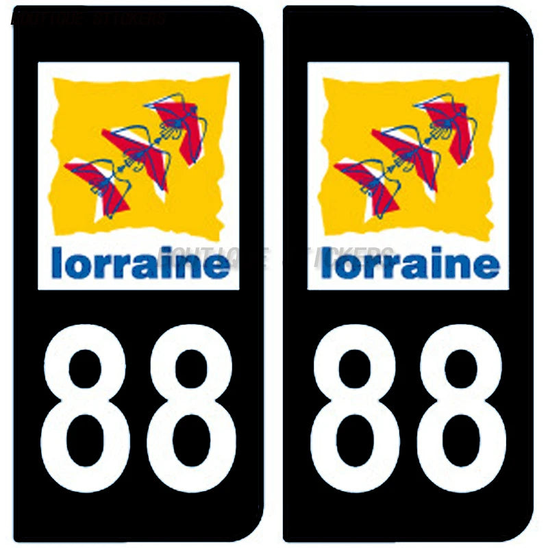 2PcsExquisite French Vosges Province No. 88 coat of arms license plate sticker F88 Lorraine region car RV waterproof PVC sticker