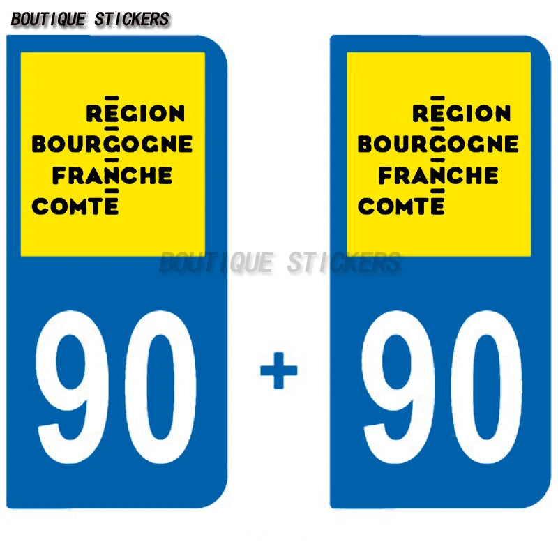 2Pcs Exquisite 90 province license plate sticker F90 for car, RV, off-road vehicle, waterproof PVC sticker in Belfort, France