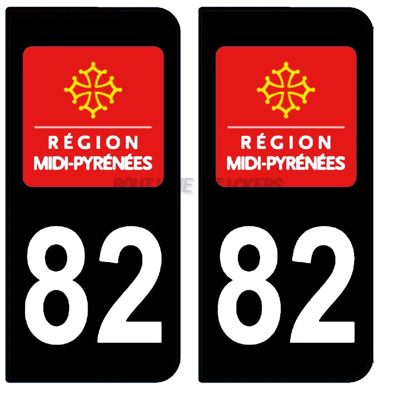 2Pcs Exquisite French Tarn Garonne Province No. 82 license plate sticker F82 car off-road vehicle RV waterproof PVC sticker