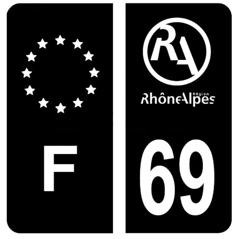 2Pcs Exquisite license plate sticker French Alpine F69 car RV off-road vehicle waterproof PVC sticker