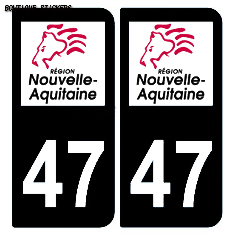 Exquisite license plate sticker logo area+F license plate 47 Nouvelle Aquitaine department F+47 2009, 2018  waterproof PVC decal