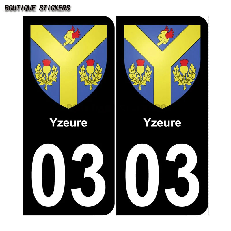 License Plate Stickers France03 Vichy Yzeure Moulins Cusset Saint-Germain-des-Fossés blason Saint-Bonnet-de Prémilhat Broût