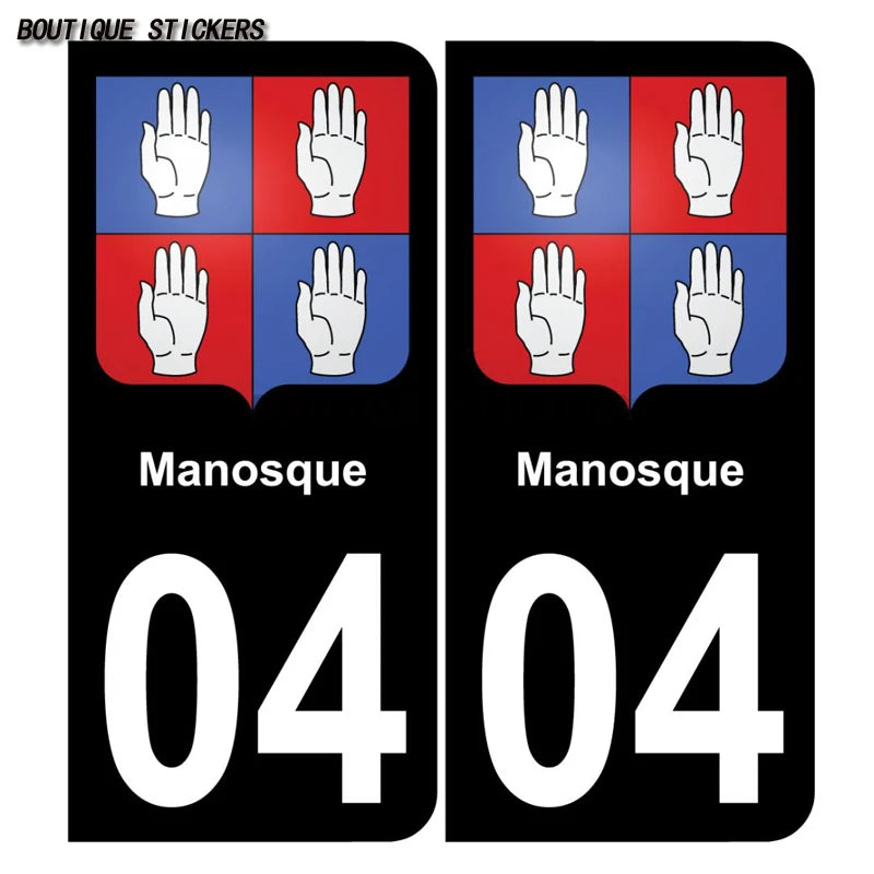 French license plate sticker on Provence Alpes 04 Manosco Alos Valley - Upper Verdun waterproof PVC car, motorcycle, RV sticker