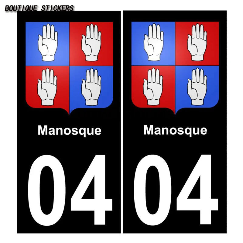 French license plate sticker on Provence Alpes 04 Manosco Alos Valley - Upper Verdun waterproof PVC car, motorcycle, RV sticker