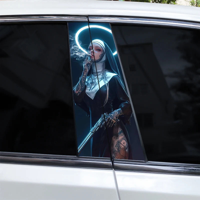 2pcs Nun Car Sticker