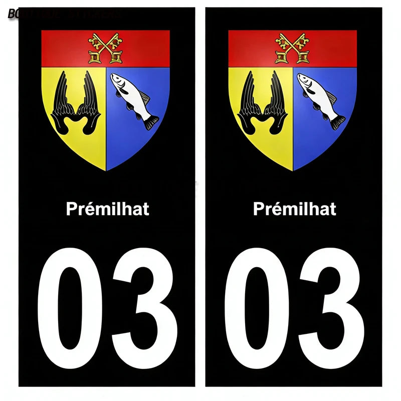 License Plate Stickers France03 VichyYzeure Moulins Cusset Saint-Germain-des-Fossés blason Saint-Yorre Saint-Bonnet SaintHilaire