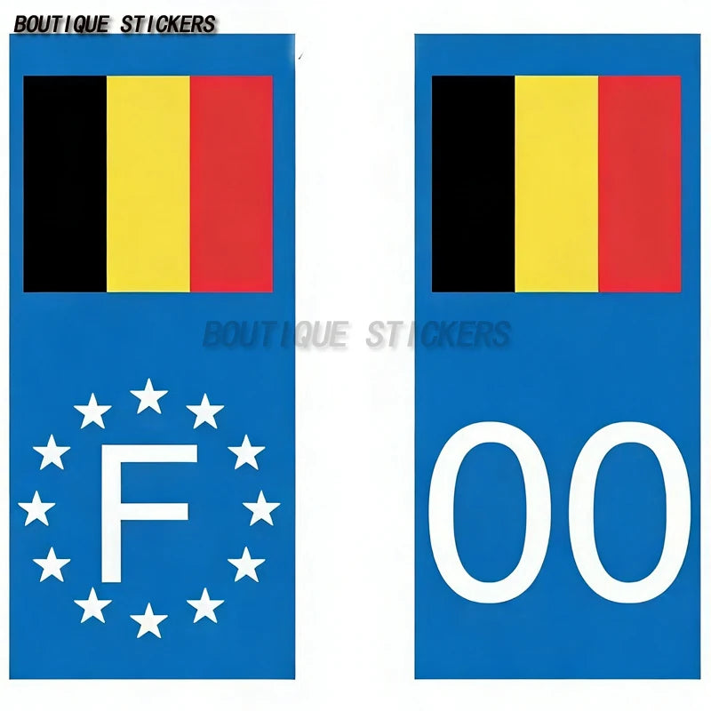2Pcs European country flags, Switzerland, Russia, Germany, Spain, United States, license plate stickers, waterproof PVC stickers
