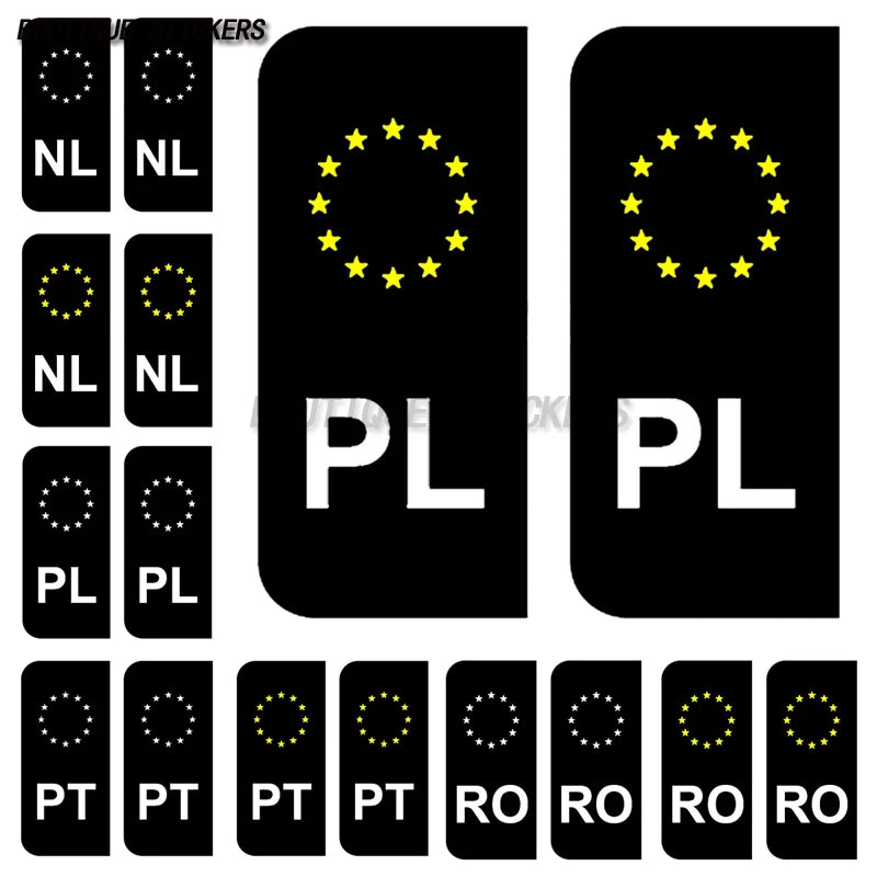 2Pcs NL PL PT RO Exquisite License Plate Stickers Waterproof PVC Stickers Car Truck RV Off road Vehicle Stickers