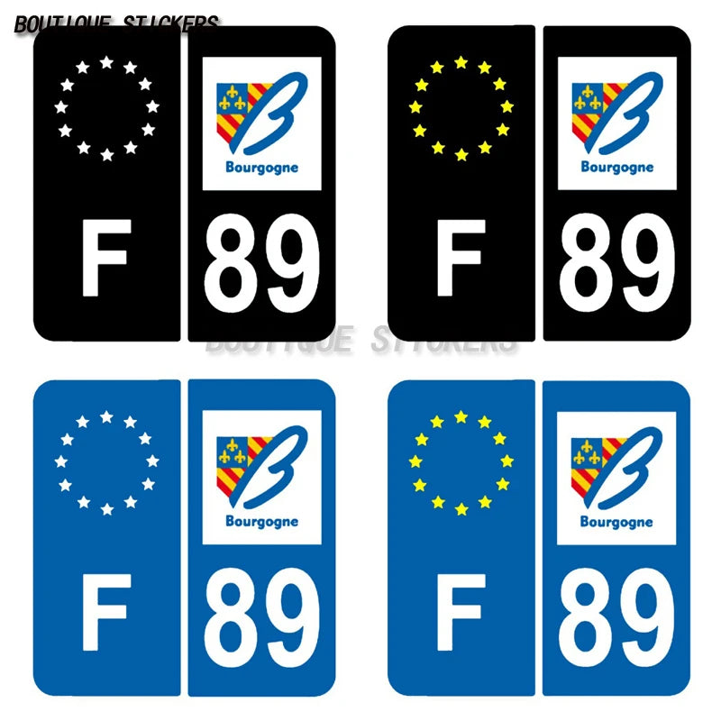 2Pcs Exquisite French Burgundy Franche Comt é region 89 province license plate sticker F89 car RV waterproof PVC sticker