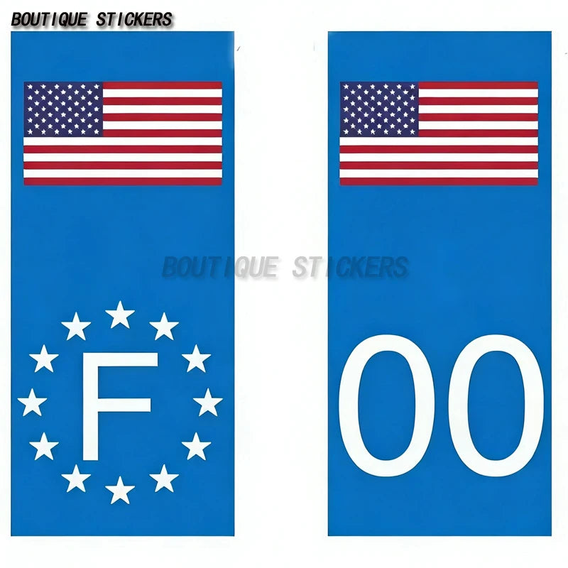 2Pcs European country flags, Switzerland, Russia, Germany, Spain, United States, license plate stickers, waterproof PVC stickers