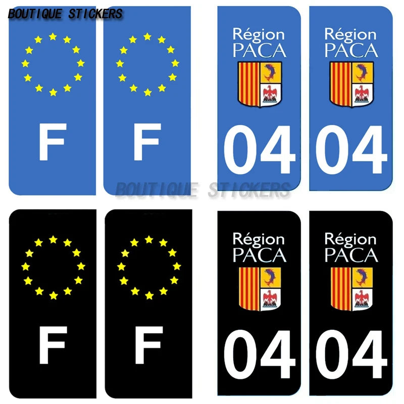 Division des plaques d'immatriculation région F04 PACA  License Plate Department F04 PACA License Plate Stickers