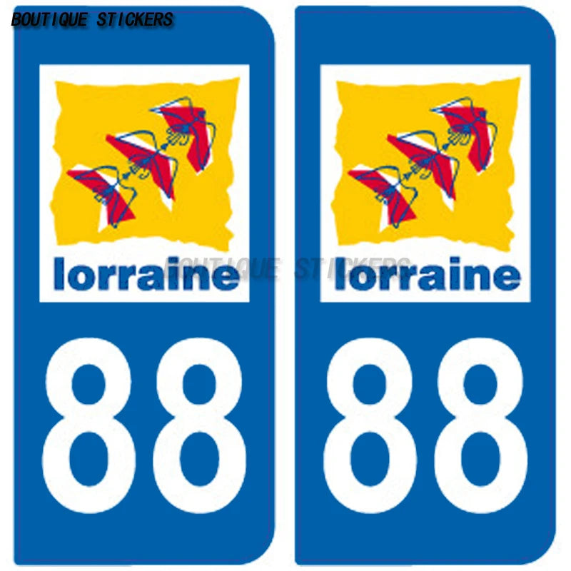 2PcsExquisite French Vosges Province No. 88 coat of arms license plate sticker F88 Lorraine region car RV waterproof PVC sticker