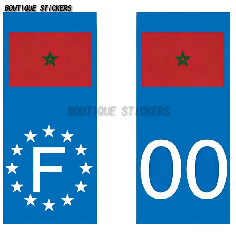 2Pcs European country flags, Switzerland, Russia, Germany, Spain, United States, license plate stickers, waterproof PVC stickers