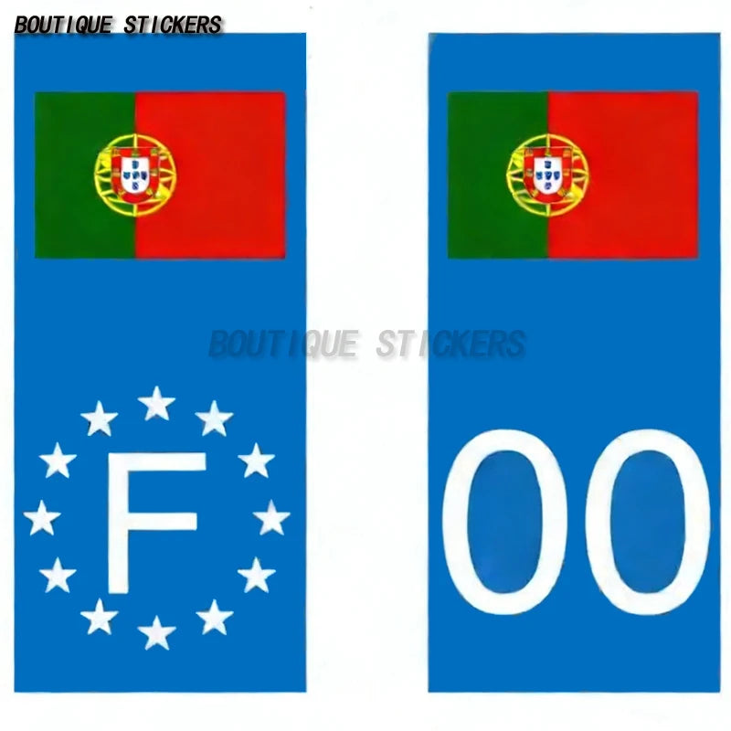 2Pcs European country flags, Switzerland, Russia, Germany, Spain, United States, license plate stickers, waterproof PVC stickers