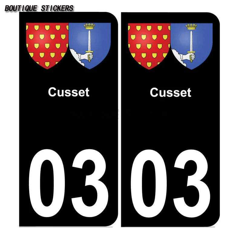 License Plate Stickers France03 Vichy Yzeure Moulins Cusset Saint-Germain-des-Fossés blason Saint-Bonnet-de Prémilhat Broût