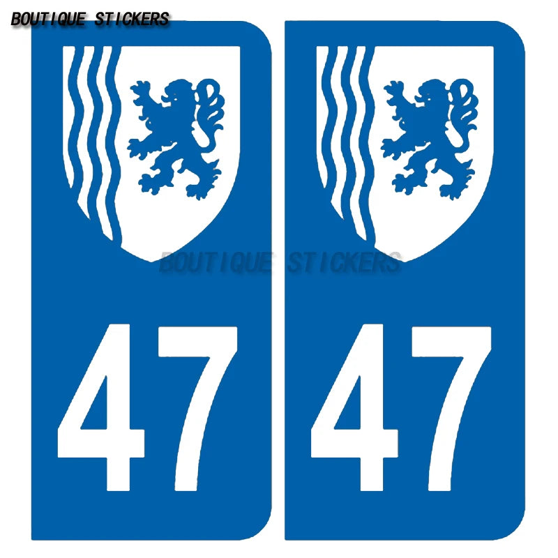 Exquisite license plate sticker logo area+F license plate 47 Nouvelle Aquitaine department F+47 2009, 2018  waterproof PVC decal