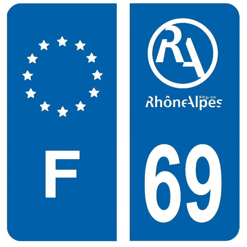 2Pcs Exquisite license plate sticker French Alpine F69 car RV off-road vehicle waterproof PVC sticker