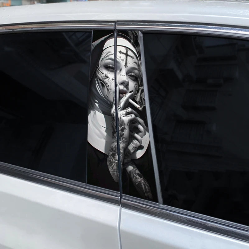 2pcs Nun Car Sticker