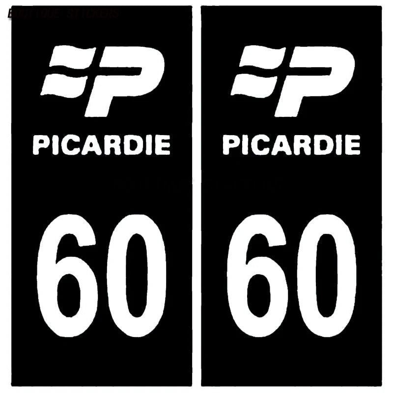 2Pcs  French license plate sticker, F66 in Occitanie region, 60 in Picardy region, waterproof PVC sticker