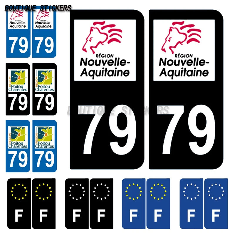 French New Aquitaine Region License Plate Sticker F79 Desailly Province Automotive Off road Vehicle RV Waterproof PVC Sticker