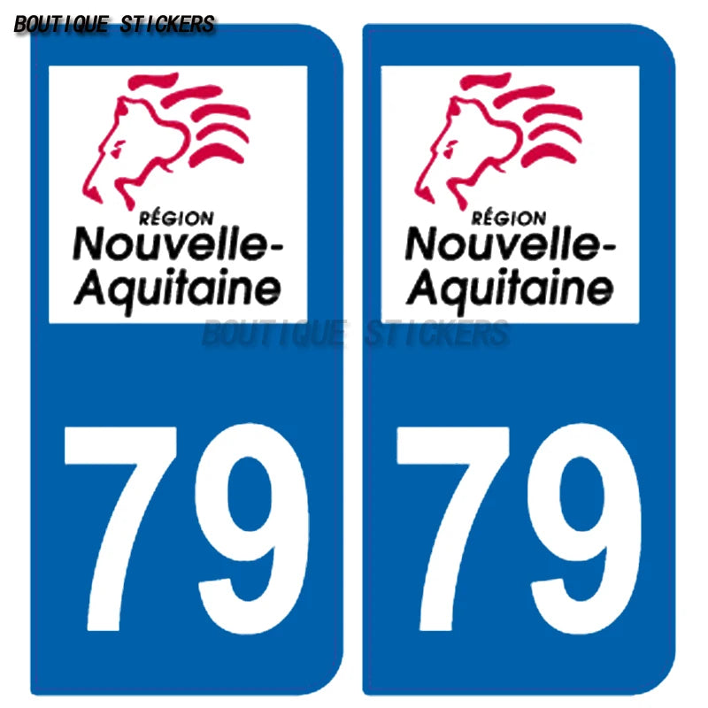 French New Aquitaine Region License Plate Sticker F79 Desailly Province Automotive Off road Vehicle RV Waterproof PVC Sticker