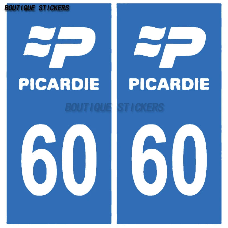 2Pcs  French license plate sticker, F66 in Occitanie region, 60 in Picardy region, waterproof PVC sticker