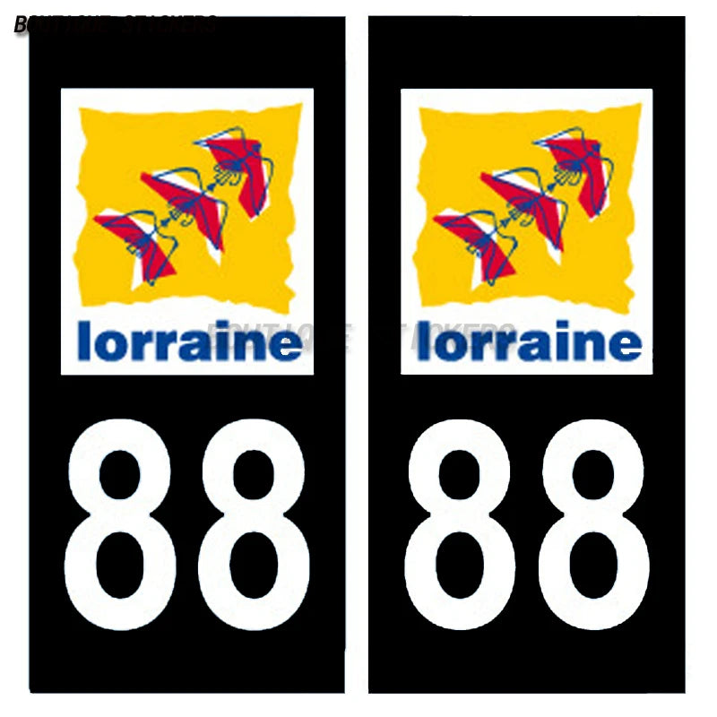 2PcsExquisite French Vosges Province No. 88 coat of arms license plate sticker F88 Lorraine region car RV waterproof PVC sticker