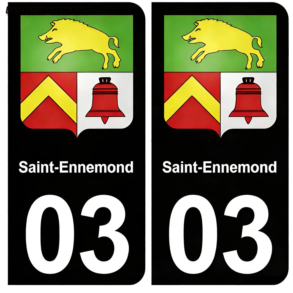 License Plate Stickers France03 Vichy Yzeure Moulins Cusset Saint-Germain-des-Fossés blason Saint-Bonnet-de Prémilhat Broût