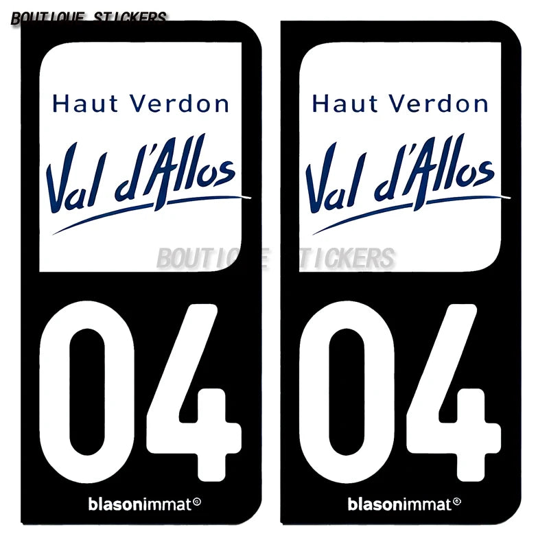French license plate sticker on Provence Alpes 04 Manosco Alos Valley - Upper Verdun waterproof PVC car, motorcycle, RV sticker