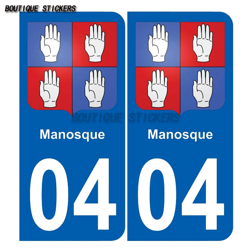 French license plate sticker on Provence Alpes 04 Manosco Alos Valley - Upper Verdun waterproof PVC car, motorcycle, RV sticker