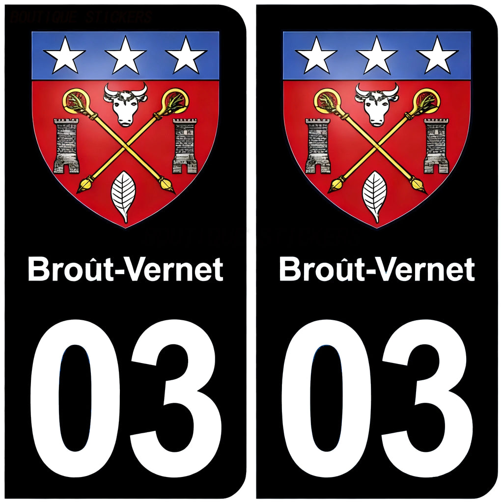 License Plate Stickers France03 Vichy Yzeure Moulins Cusset Saint-Germain-des-Fossés blason Saint-Bonnet-de Prémilhat Broût