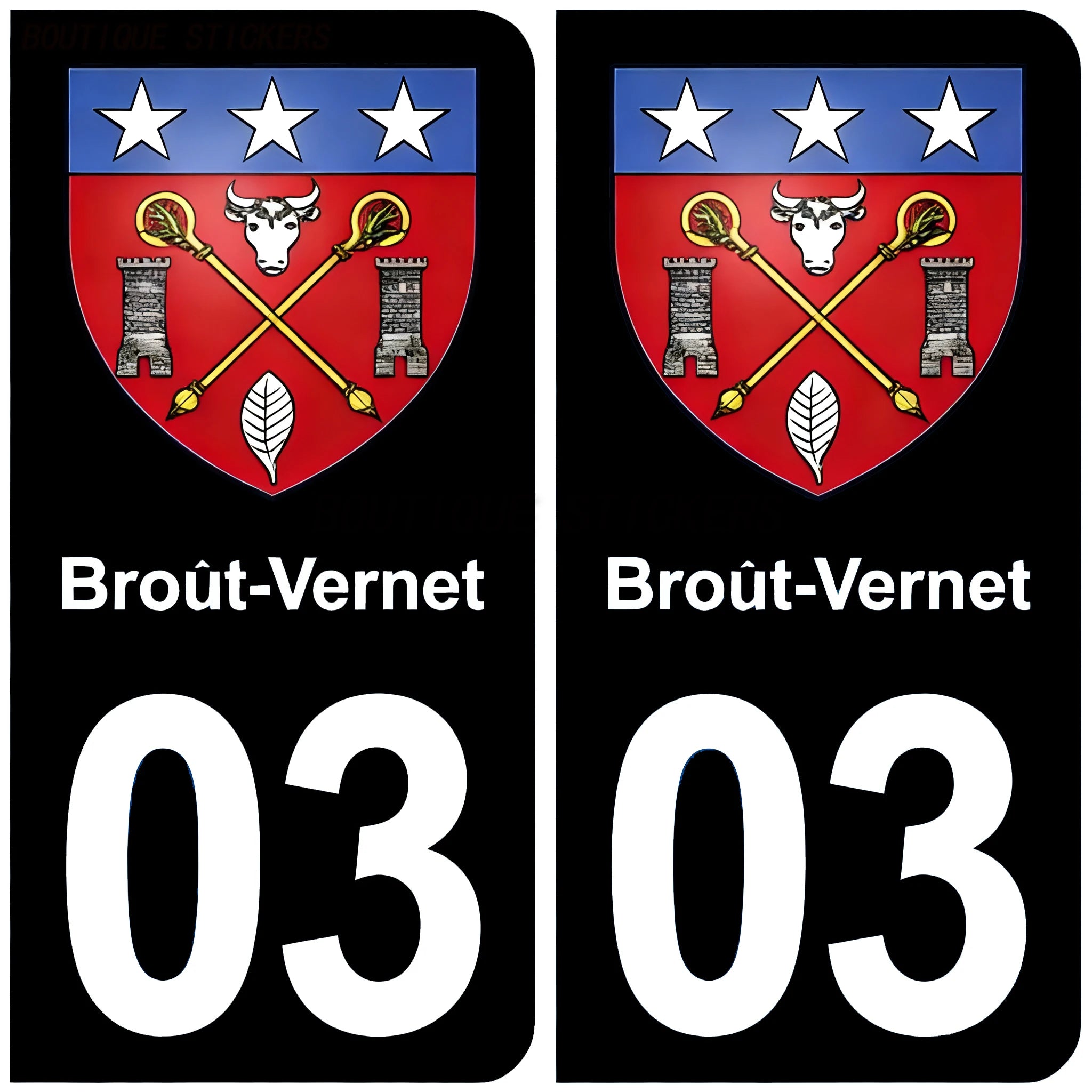 License Plate Stickers France03 Vichy Yzeure Moulins Cusset Saint-Germain-des-Fossés blason Saint-Bonnet-de Prémilhat Broût