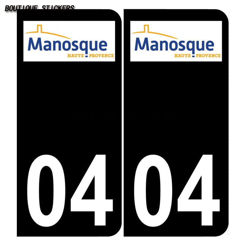 French license plate sticker on Provence Alpes 04 Manosco Alos Valley - Upper Verdun waterproof PVC car, motorcycle, RV sticker