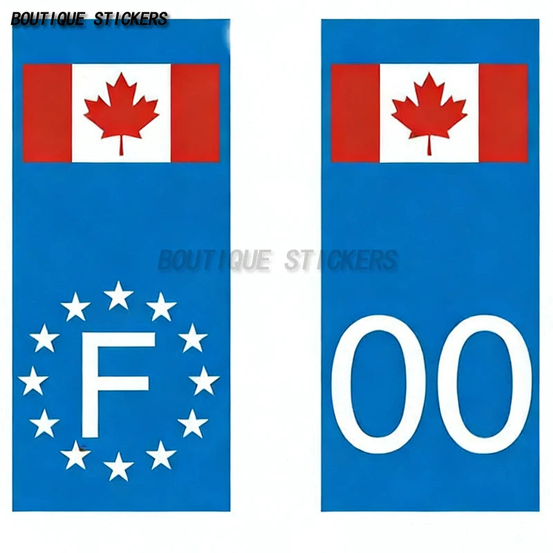 2Pcs European country flags, Switzerland, Russia, Germany, Spain, United States, license plate stickers, waterproof PVC stickers