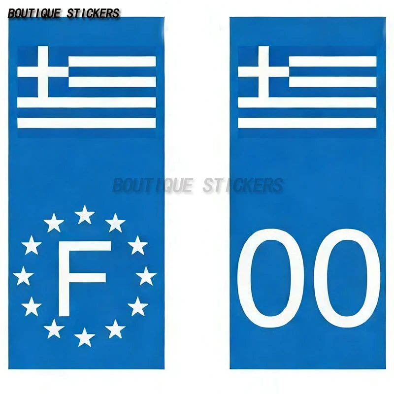 2Pcs European country flags, Switzerland, Russia, Germany, Spain, United States, license plate stickers, waterproof PVC stickers