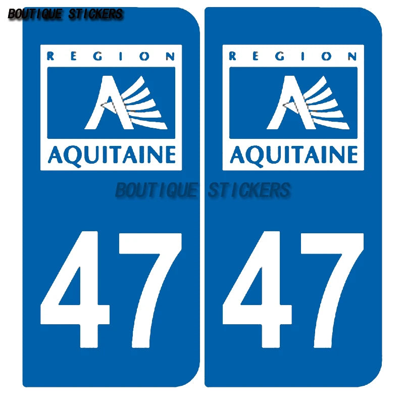 Exquisite license plate sticker logo area+F license plate 47 Nouvelle Aquitaine department F+47 2009, 2018  waterproof PVC decal