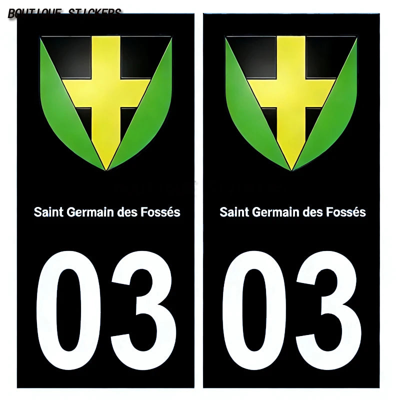 License Plate Stickers France03 VichyYzeure Moulins Cusset Saint-Germain-des-Fossés blason Saint-Yorre Saint-Bonnet SaintHilaire