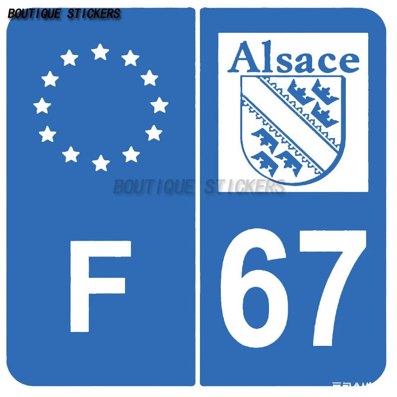2Pcs Exquisite French license plate sticker Alsace badge flag F67 car off-road vehicle RV sticker waterproof PVC sticker